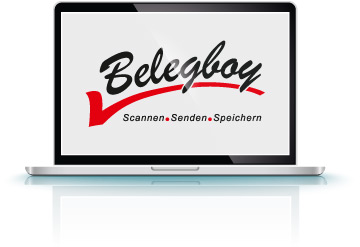 Belegboy-Logo auf einem Bildschirm